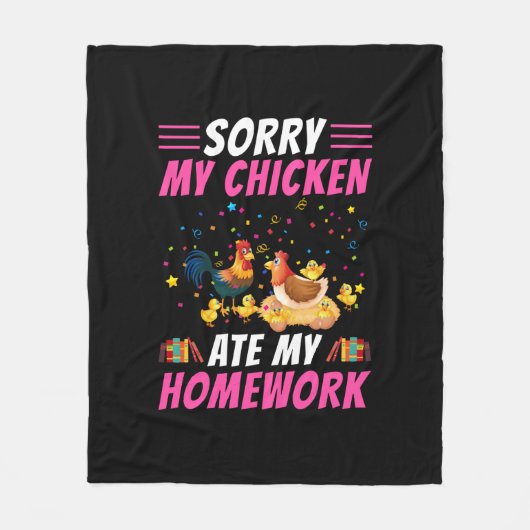 Chicken Art My Chicken Ate My Homework Fleece Deken (Voorkant)