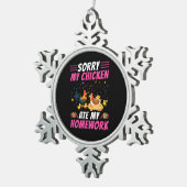 Chicken Art My Chicken Ate My Homework Tin Sneeuwvlok Ornament (Rechts)