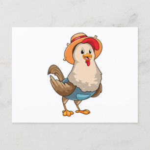 Chicken as Farmer with Hat Briefkaart