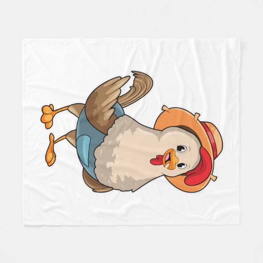 Chicken as Farmer with Hat Fleece Deken (Voorkant (Horizontaal))