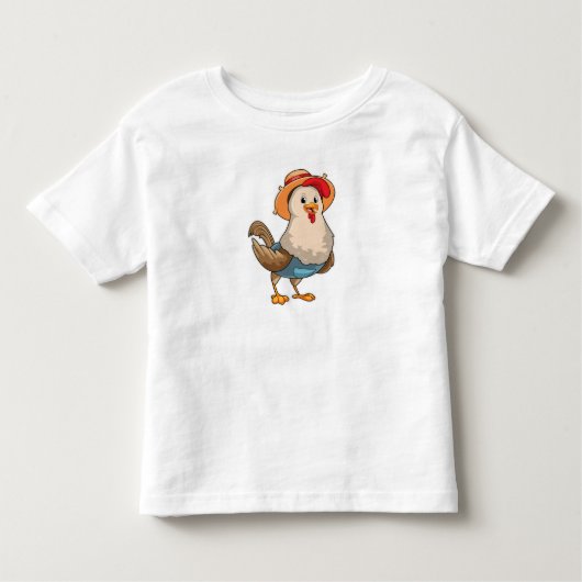 Chicken as Farmer with Hat Kinder Shirts (Voorkant)