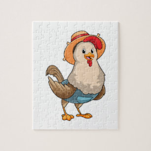 Chicken as Farmer with Hat Legpuzzel