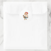 Chicken as Farmer with Hat Ronde Sticker (Tas)