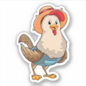 Chicken as Farmer with Hat Sticker (Voorkant)