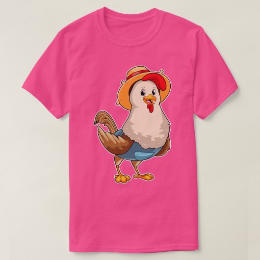 Chicken as Farmer with Hat T-shirt (Design voorkant)