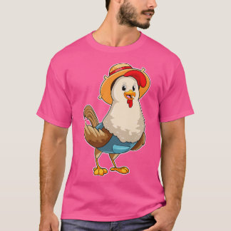 Chicken as Farmer with Hat T-shirt