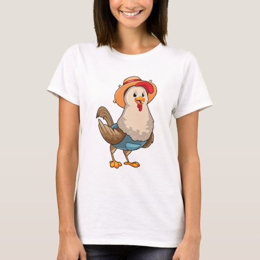 Chicken as Farmer with Hat T-shirt (Voorkant)