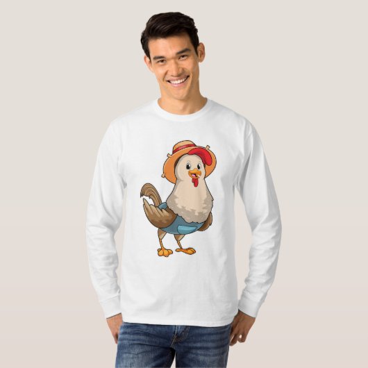 Chicken as Farmer with Hat T-shirt (Voorkant volledig)