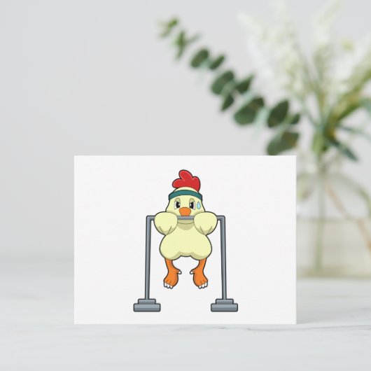 Chicken at Fitness Pull-ups Briefkaart (Staand voorkant)