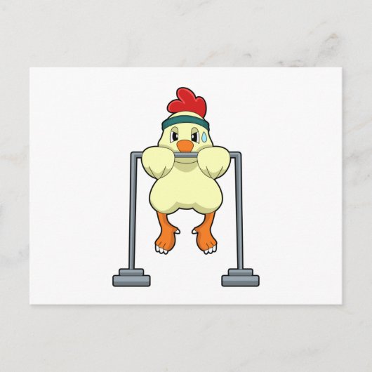 Chicken at Fitness Pull-ups Briefkaart (Voorkant)