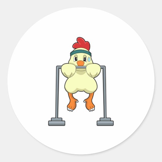 Chicken at Fitness Pull-ups Ronde Sticker (Voorkant)