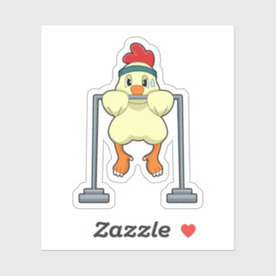 Chicken at Fitness Pull-ups Sticker