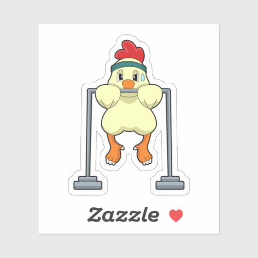 Chicken at Fitness Pull-ups Sticker (Vel)