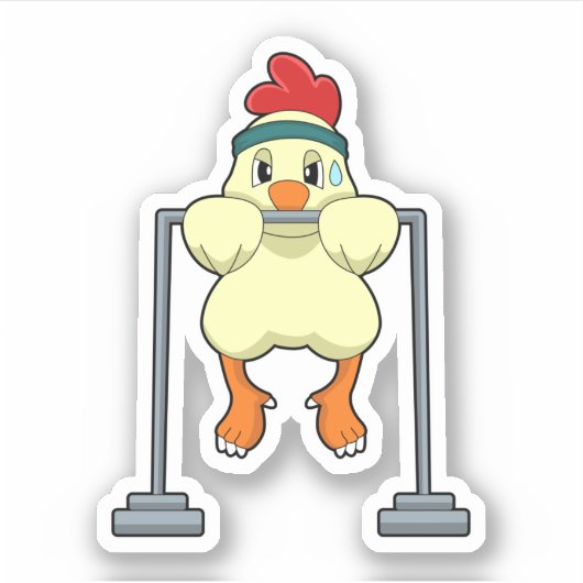 Chicken at Fitness Pull-ups Sticker (Voorkant)