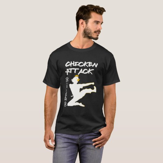 Chicken Attack Go White Ninja Meme T-shirt (Voorkant volledig)