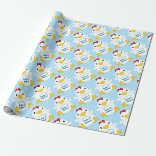 Chicken Baby shower Blue Boy Cadeaupapier
