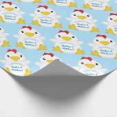 Chicken Baby shower Blue Boy Cadeaupapier (Hoek)