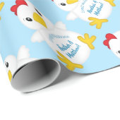 Chicken Baby shower Blue Boy Cadeaupapier (Rol Hoek)