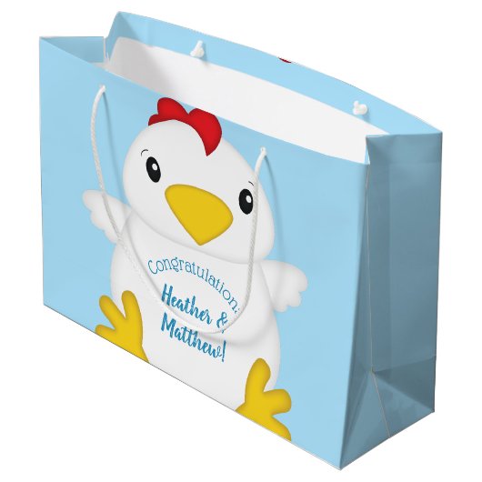 Chicken Baby shower Blue Boy Groot Cadeauzakje (Achterkant Gekanteld)
