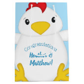 Chicken Baby shower Blue Boy Medium Cadeauzakje (Achterkant)