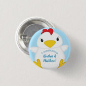 Chicken Baby shower Blue Boy Ronde Button 3,2 Cm (Voorkant /achterkant)