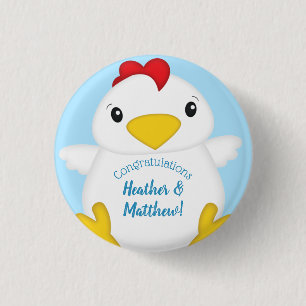 Chicken Baby shower Blue Boy Ronde Button 3,2 Cm