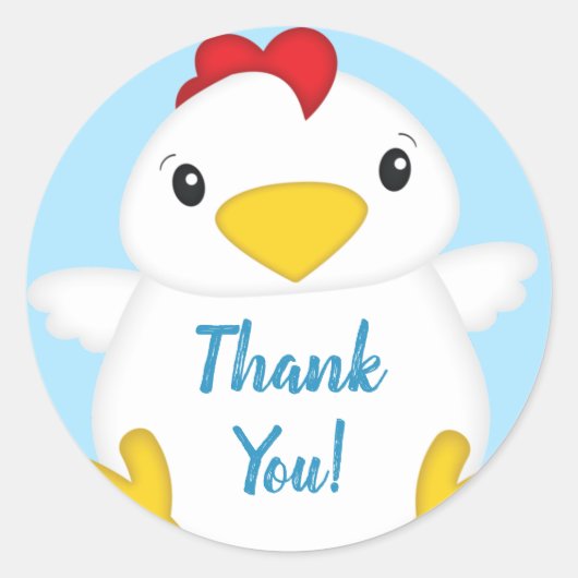 Chicken Baby shower Blue Boy Ronde Sticker (Voorkant)