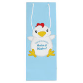 Chicken Baby shower Blue Boy Wijn Cadeautas (Achterkant)