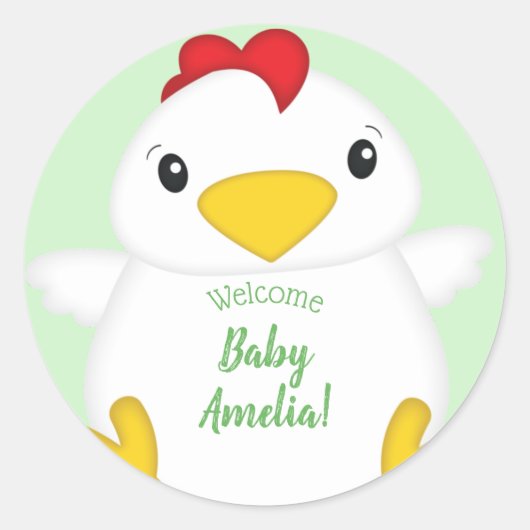 Chicken Baby shower Boerderij Ronde Sticker (Voorkant)
