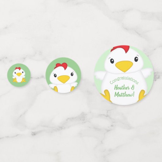 Chicken Baby shower Green Confetti (Voorkanten)