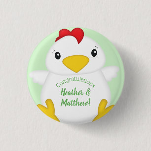 Chicken Baby shower Green Ronde Button 3,2 Cm