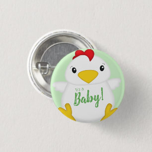 Chicken Baby shower Green Ronde Button 3,2 Cm