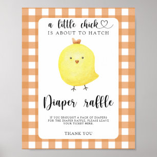 Chicken baby shower - luierverloting poster