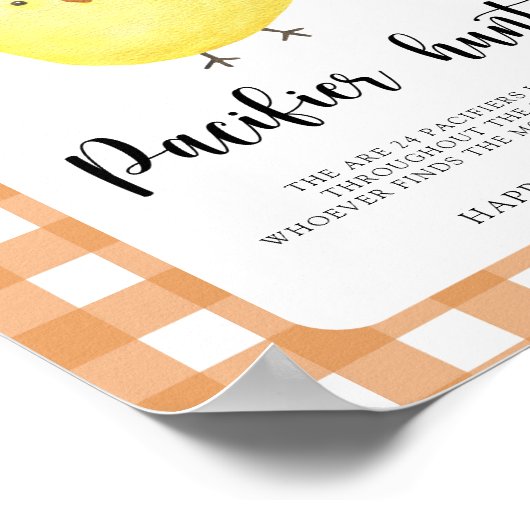 Chicken baby shower Pacifier hunt spel Poster (Hoek)