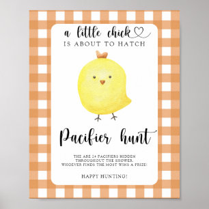Chicken baby shower Pacifier hunt spel Poster