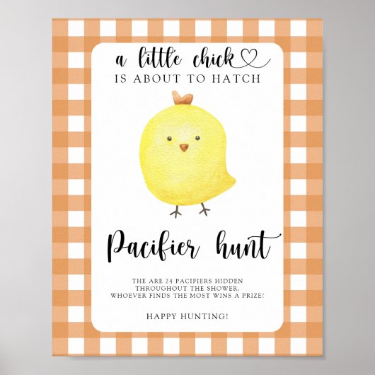 Chicken baby shower Pacifier hunt spel Poster (Voorkant)