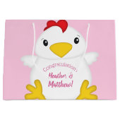 Chicken Baby shower Roze Boerderij Groot Cadeauzakje (Voorkant)
