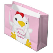 Chicken Baby shower Roze Boerderij Groot Cadeauzakje (Voorkant Gekanteld)