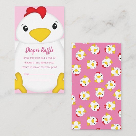 Chicken Baby shower Roze Boerderij Informatiekaartje (Voorkant / Achterkant)