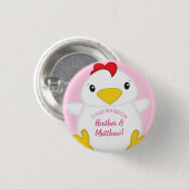 Chicken Baby shower Roze Boerderij Ronde Button 3,2 Cm (Voorkant /achterkant)