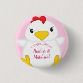 Chicken Baby shower Roze Boerderij Ronde Button 3,2 Cm (Voorkant)