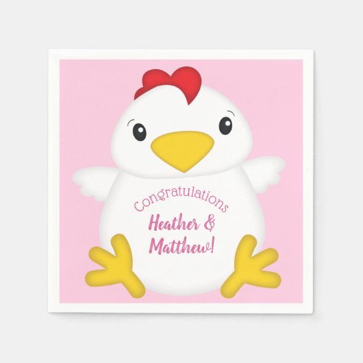 Chicken Baby shower Roze Boerderij Servet (Voorkant)