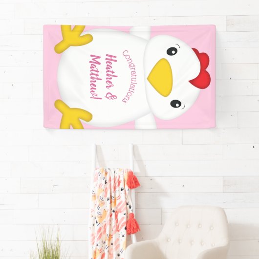 Chicken Baby shower Roze Boerderij Spandoek (Insitu)