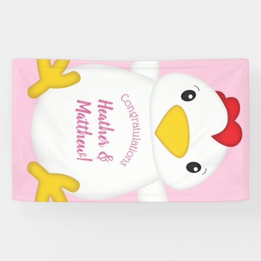 Chicken Baby shower Roze Boerderij Spandoek (Horizontaal)