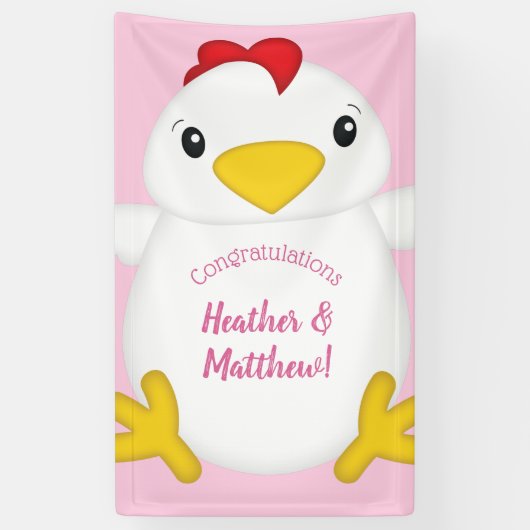 Chicken Baby shower Roze Boerderij Spandoek (Verticaal)