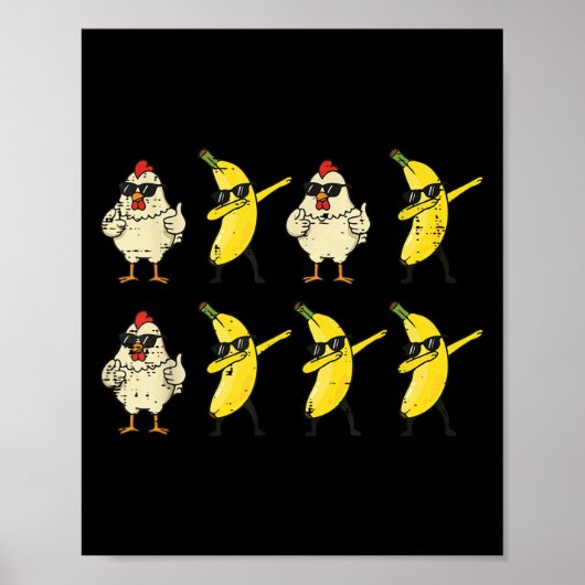 Chicken Banana Dance Dab Funny Dance Meme Kinder M Poster (Voorkant)
