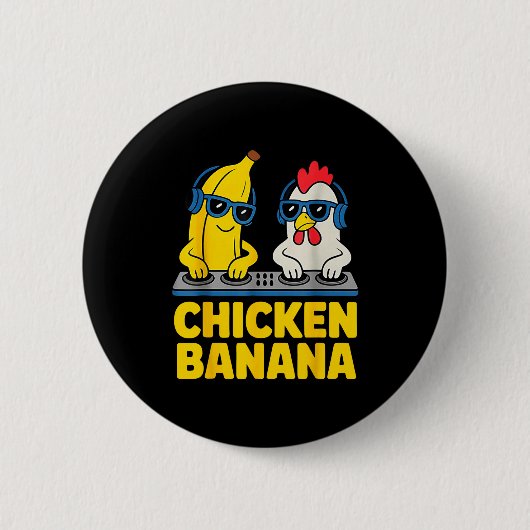 Chicken Banana Dj Ronde Button 5,7 Cm (Voorkant)