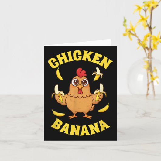 Chicken Banana Funny Kaart (Gele Bloem)