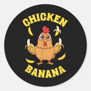 Chicken Banana Funny Ronde Sticker