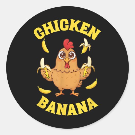 Chicken Banana Funny Ronde Sticker (Voorkant)